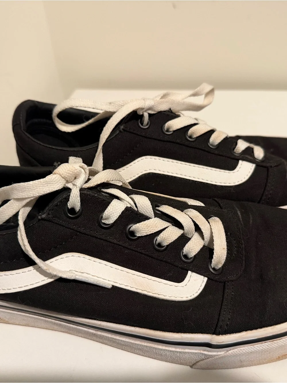 Vans Black Low-Top Canvas Sneakers with White Label